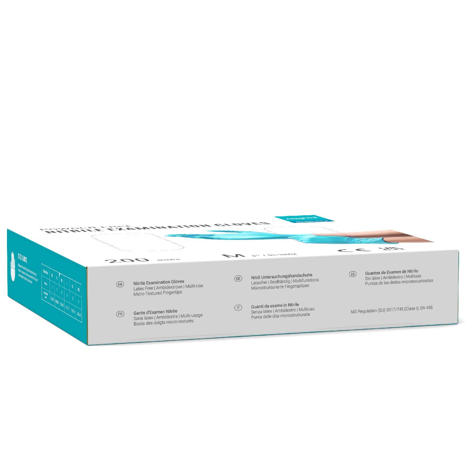 EUROPAPA Nitril-Handschuhe Medical Einmalhandschuhe Untersuchungshandschuhe (200, puderfrei ohne Latex, Gummihandschuhe, EN455 EN374) unsteril latexfrei disposible gloves