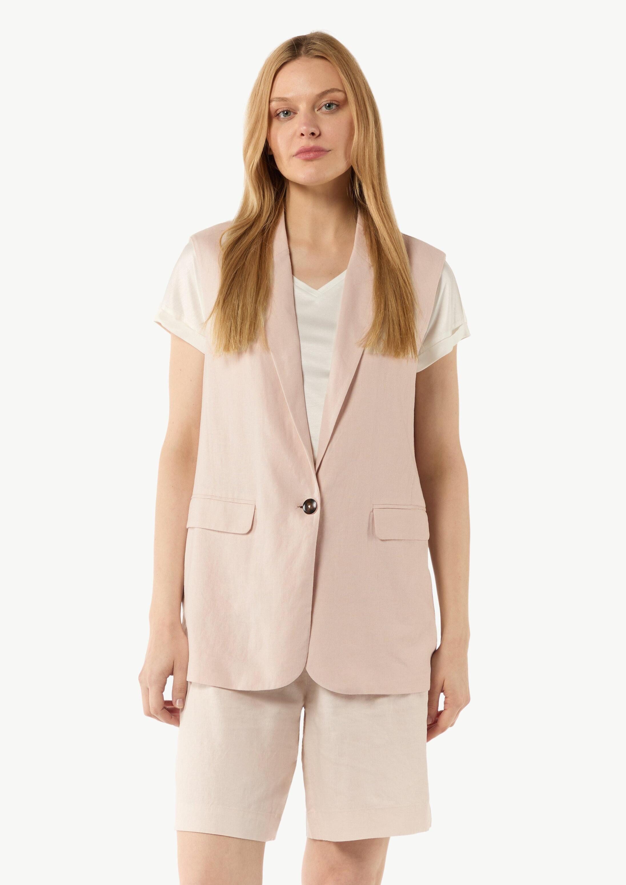 comma Funktionsweste Indoor-Weste Ärmelloser Blazer aus Leinenmix im Loose Fit