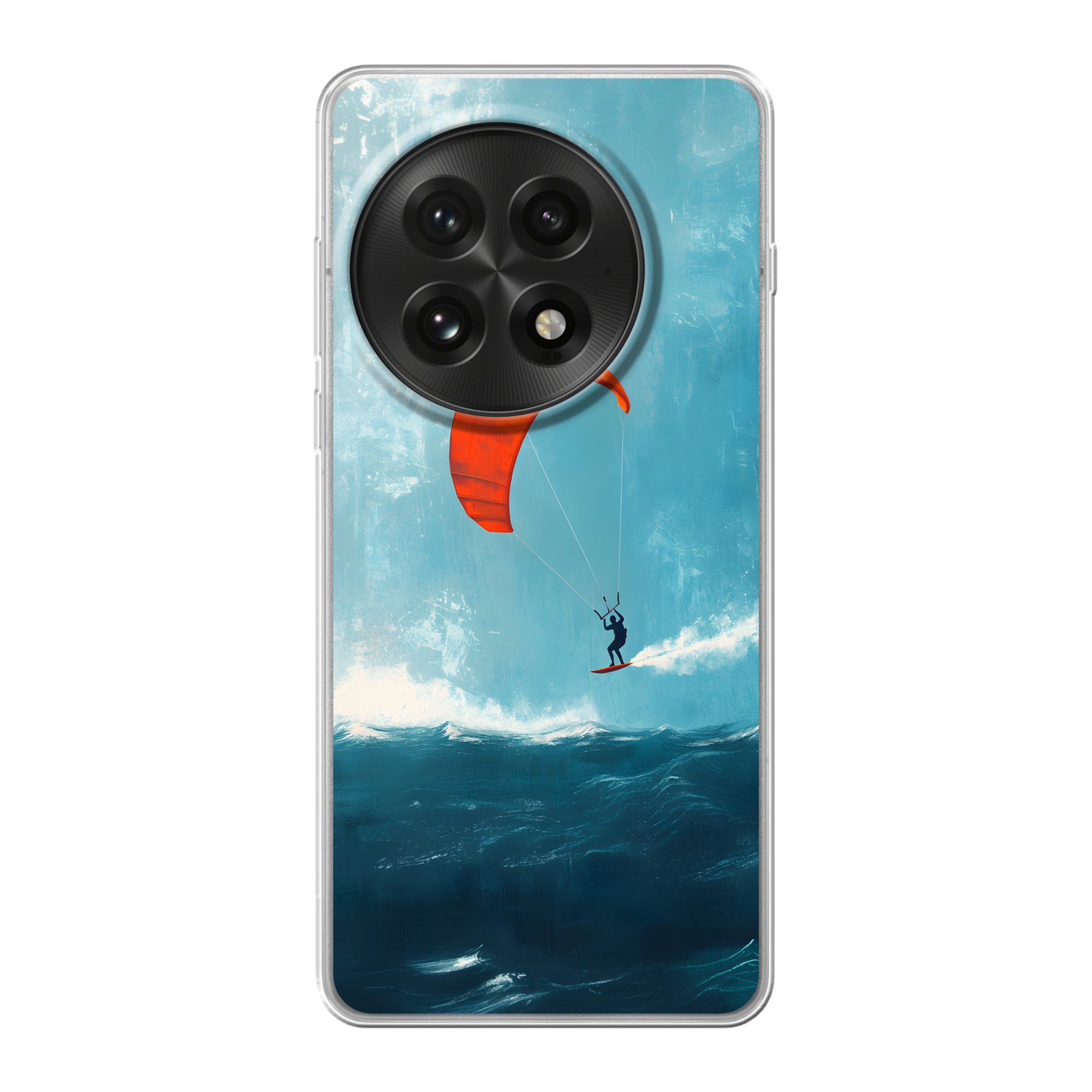 MuchoWow Handyhülle für OnePlus 13 Kitesurfer - Orange - Meer - Himmel, Phone Case, Silikon, Schutzhülle Dünn