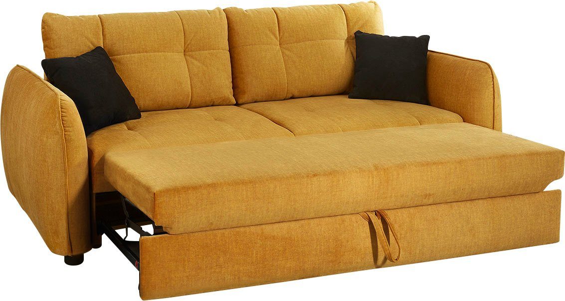 Jockenhöfer Gruppe Schlafsofa Bettfunktion, 180x200 gelb cm Sascha, Wellenfedern, mit und gelb | Relax- Liegefläche