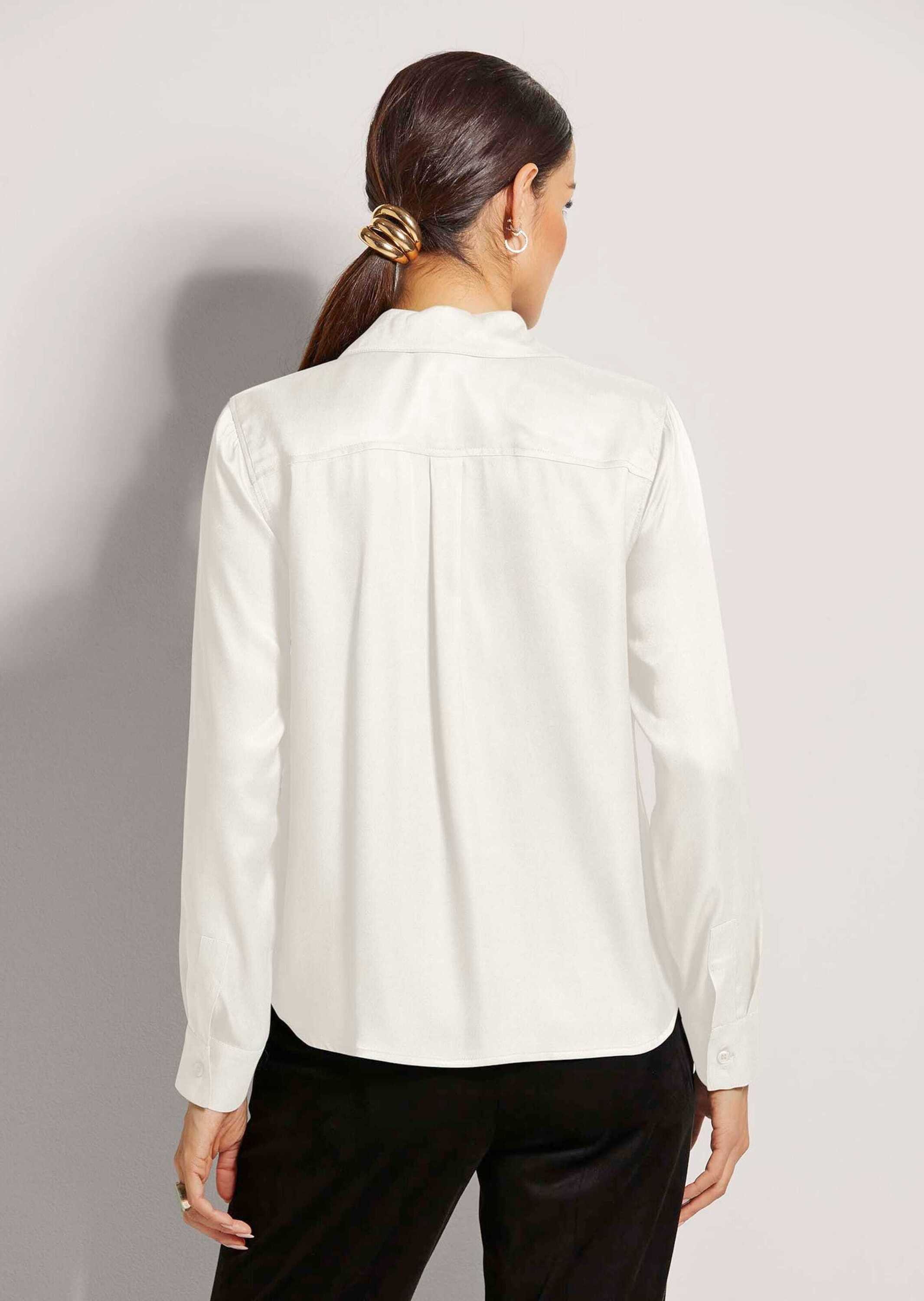 MADELEINE Hemdbluse Elegante Viskosebluse mit Hemdkragen Blusenshirt mit durchgehender Knopfleiste und Langarm