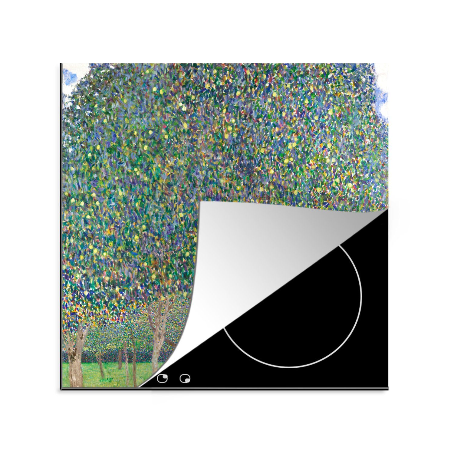 MuchoWow Herdblende-/Abdeckplatte Ein Birnbaum - Gustav Klimt, Vinyl, (1 tlg), 78x78 cm, Ceranfeldabdeckung, Arbeitsplatte für küche