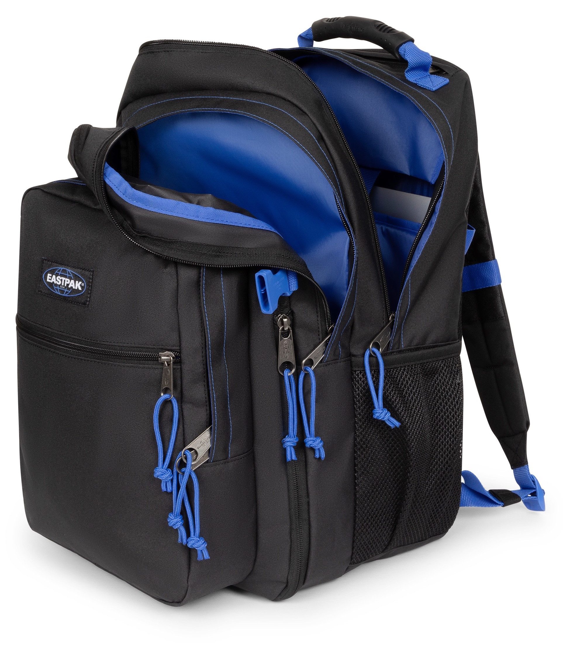 Eastpak Freizeitrucksack TUTOR Kontrast Black Blue, Schulrucksack mit seitlichem Laptopfach