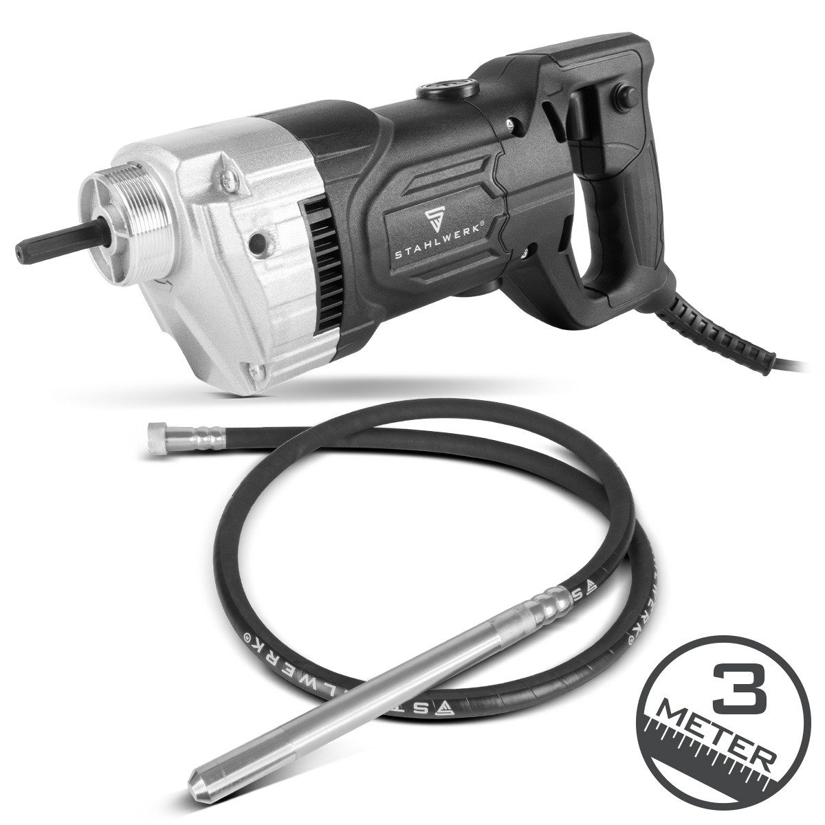 STAHLWERK Betonverdichter 900W mit Rüttelflasche 35mm 3m Innenrüttler, 900 in W, (1-tlg)
