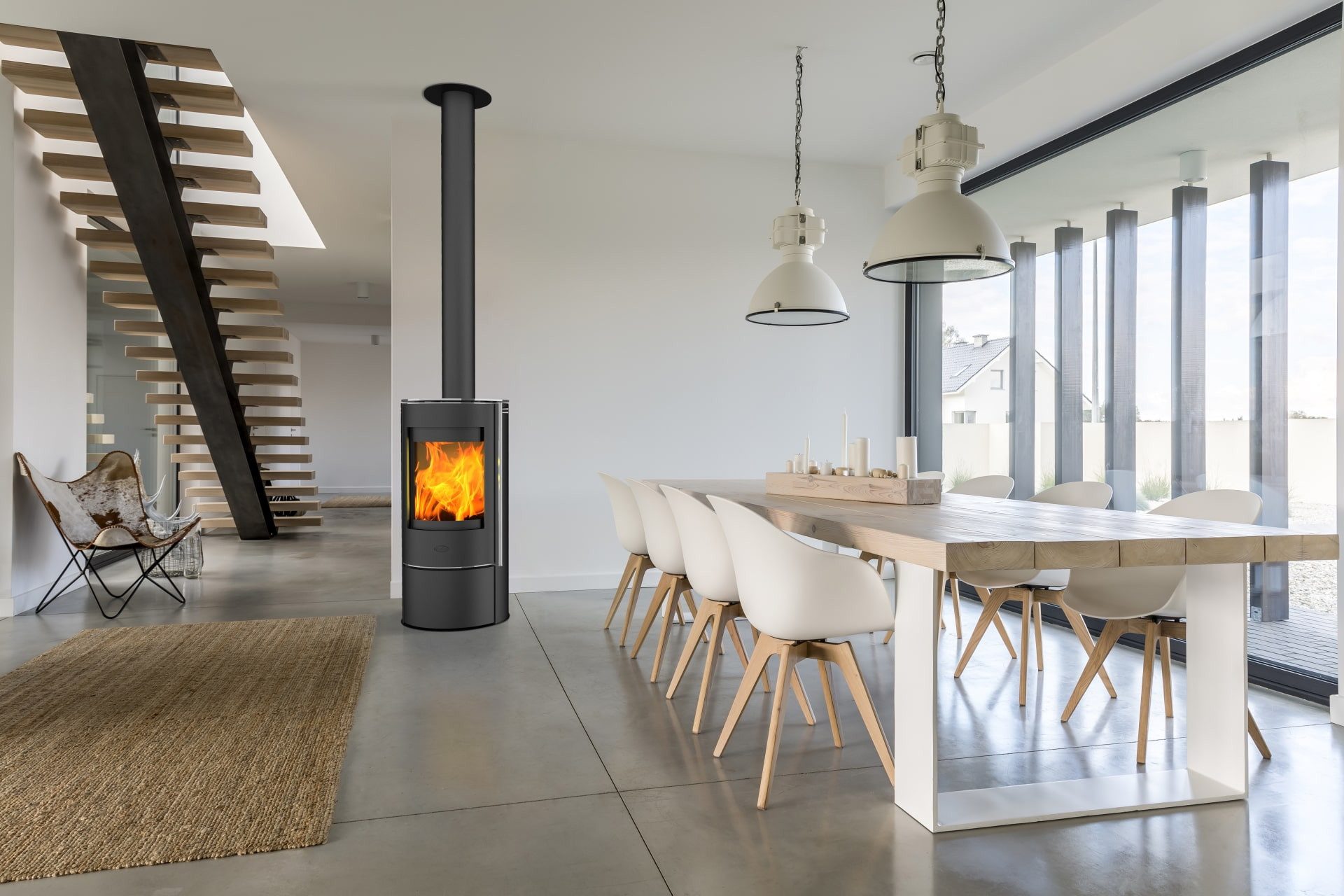 Fireplace Kaminofen Fireplace Rondale Kaminofen Stahl Schwarz mit Topplatte Keramik K6014, 5 kW