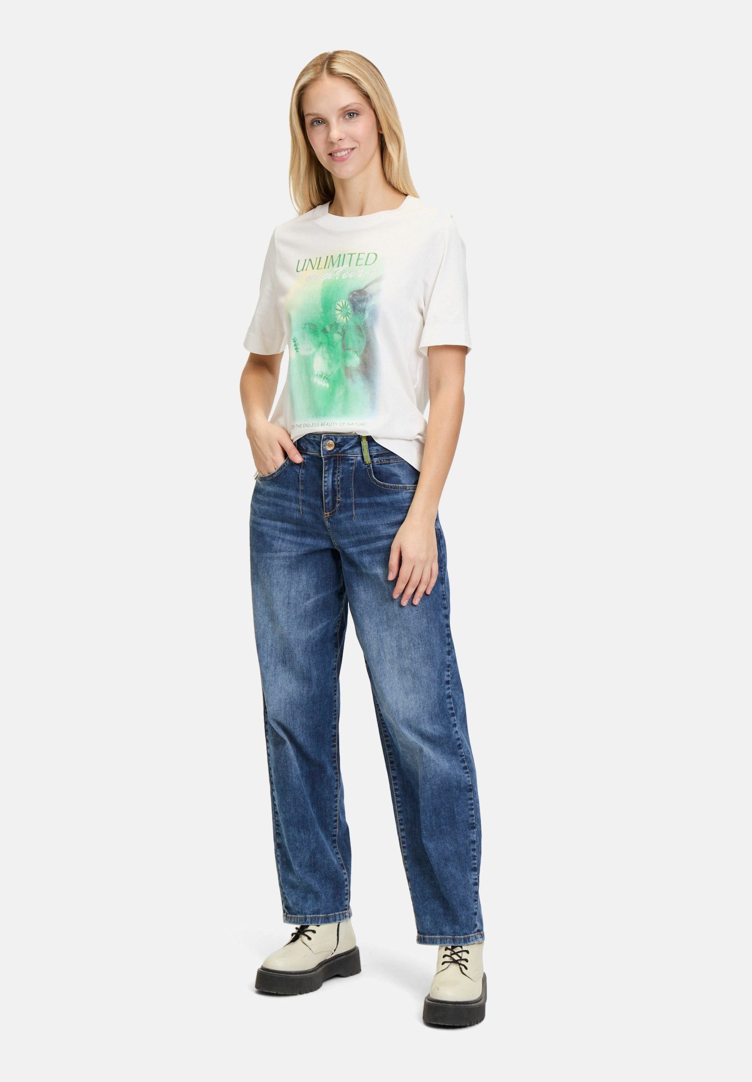 Cartoon Kurzarmshirt Damen mit Rundhalsausschnitt (1-tlg) Hotfix