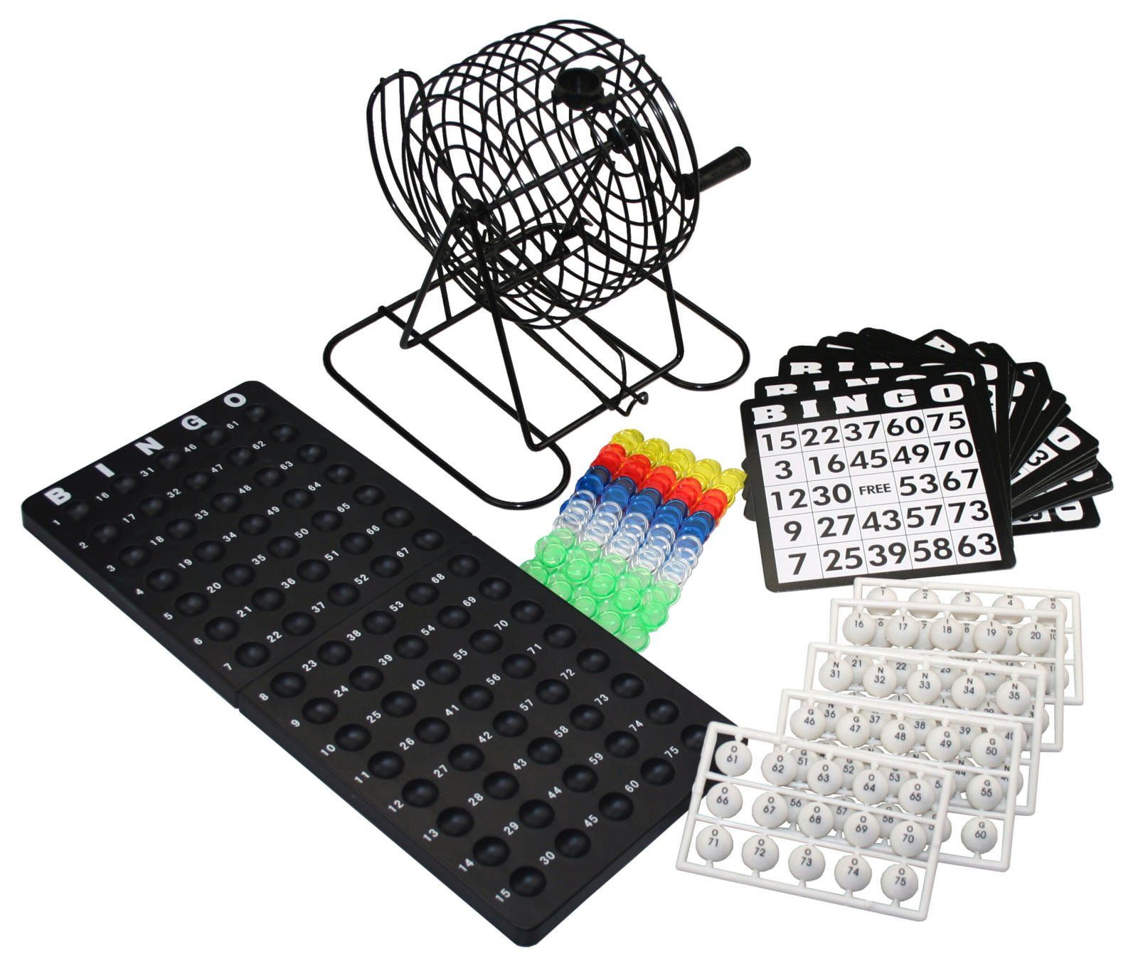 Otto Simon Spiel Bingo Spielset mit Bingotrommel, 75 Zahlen Kugeln, Spielkarten, Gesellschaftsspiel