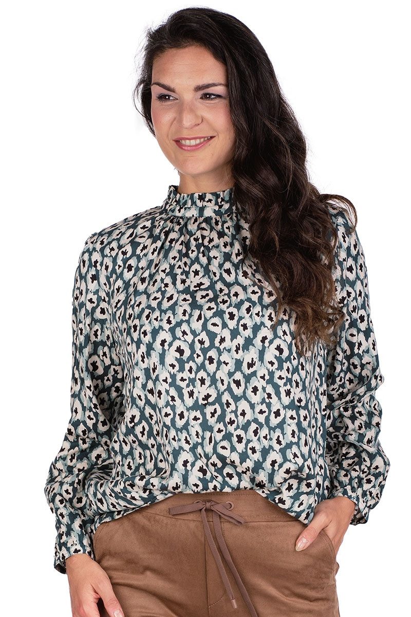 Trachtenbluse Bluse - EDILIANA - flaschengrün/salbei/creme
