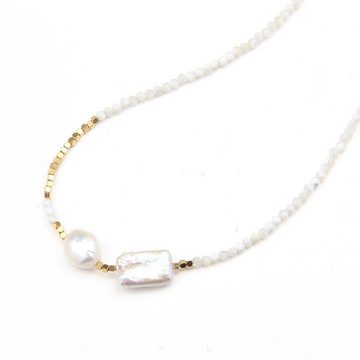 DTC GmbH Perlenkette Barocke Perlen aus gepresstem Silber und weißem Perlmutt (Einfach und elegant, genau das ist es., 1-tlg)
