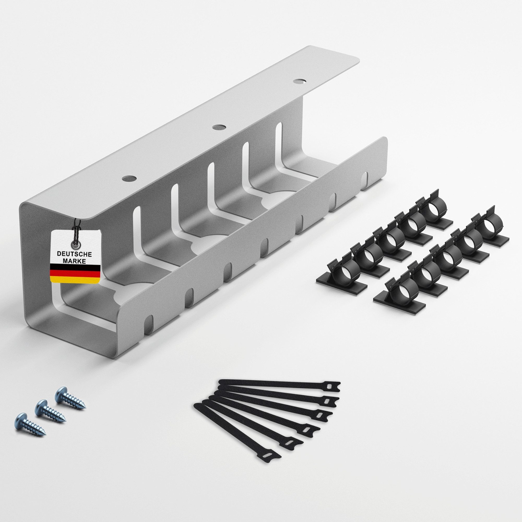 Albatros International Kabelkanal Albatros Kabelkanal für Schreibtisch Set A (Silber), Kabelschacht oder Kabelwanne für beste Kabelorganisation