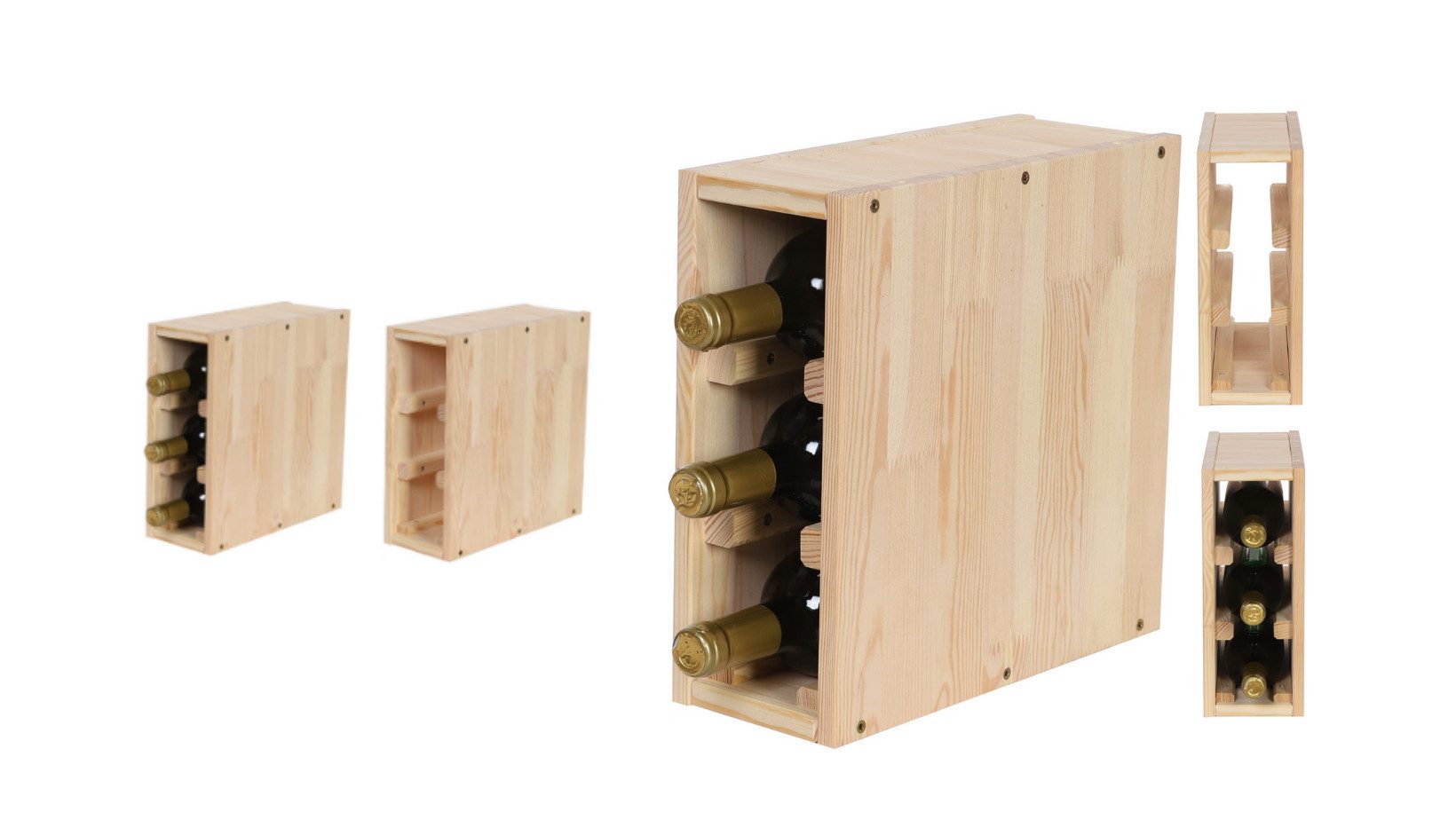 Modo24 Weinregal Flaschenregal Holzregal Flaschenständer Varianten 3 bis 40 günstig online kaufen