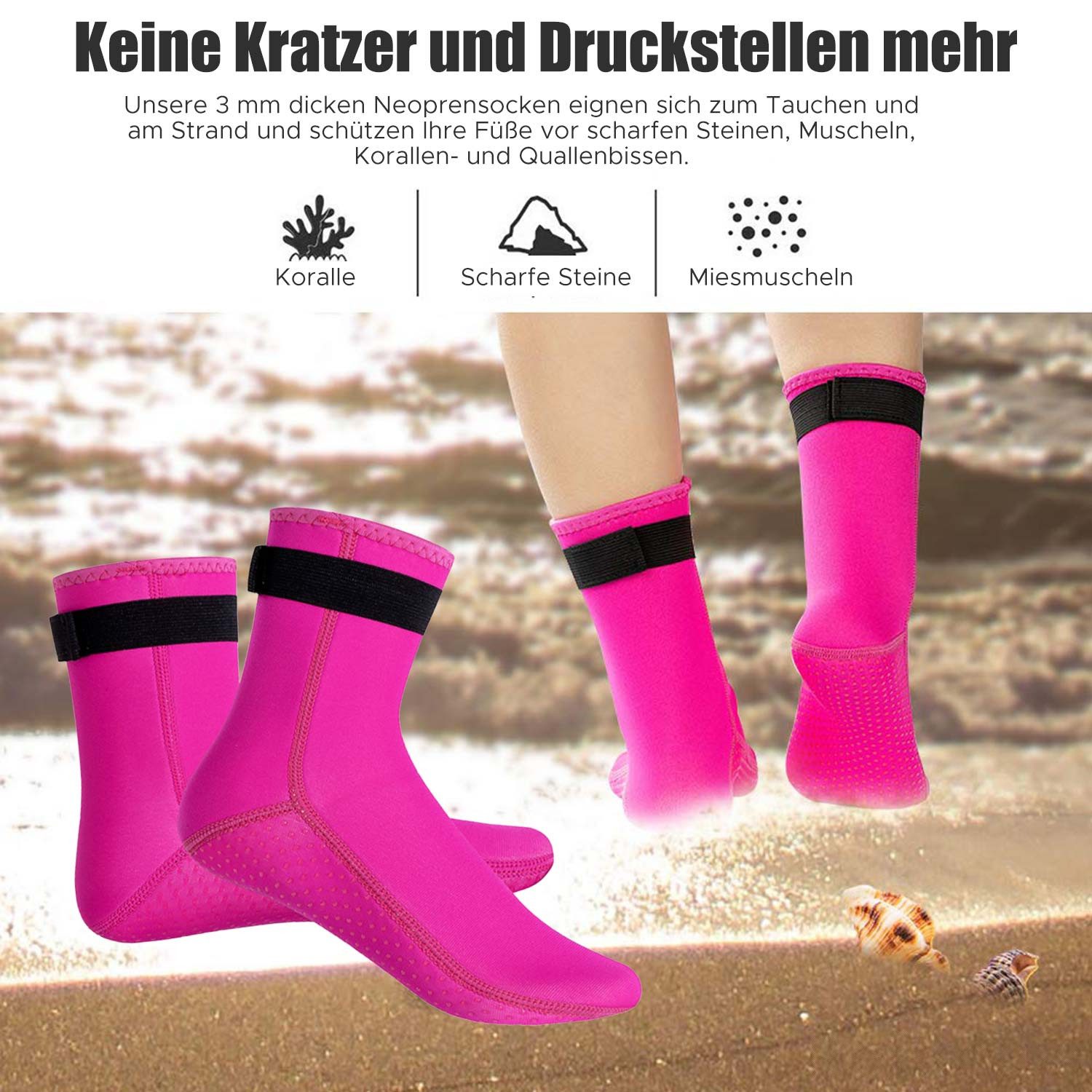 Refttenw Neoprensocken 3mm Neopren Tauchsocken,rutschfest, wasserdicht günstig online kaufen