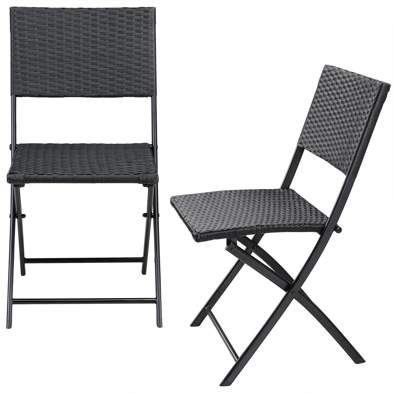 Leicht Platzsparend Casaria Polyrattan St), Klappbar Rom Klappstuhl Set Belastbarkeit 120kg (2 2er