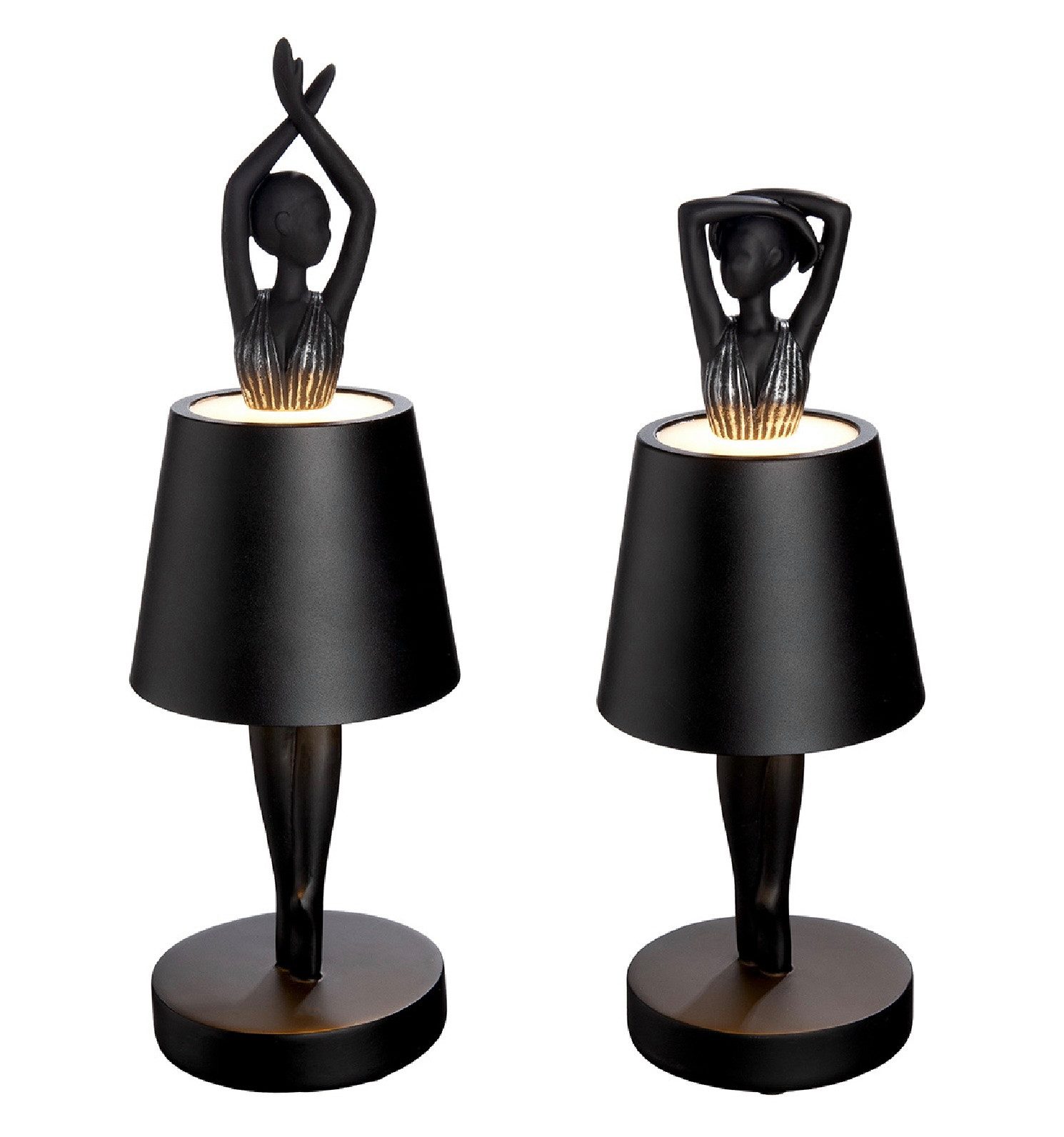 GILDE LED Schreibtischlampe Tischleuchte Ballerina Odette LED Schwarz 2er Set, LED fest integriert
