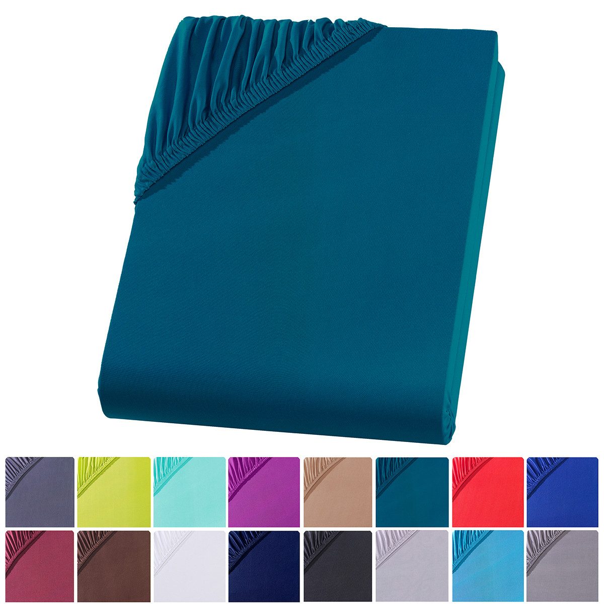 Visaggio Spannbettlaken Mikrofaser Spannbetttuch Bettlaken 90x200 140x200 180x200 200x220, Microfaser, Gummizug: rundum, viele Größen und Farben, Steghöhe 30 cm für Matratzenhöhen bis 22 cm