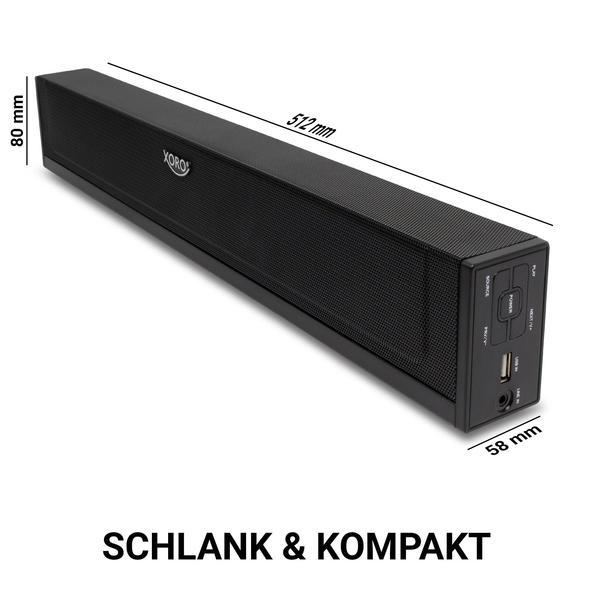 Soundbar Schnittstelle Speaker USB MP3 HSB50 Xoro fähige Bluetooth Xoro Soundbar V2
