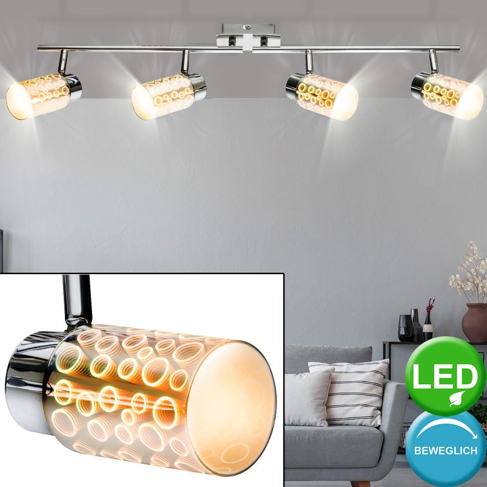Globo LED Deckenleuchte, LED Decken Lampe Spot Strahler Lampe Leuchte  Beleuchtung Chrom Glas 3D-Effekt Globo 56124-4 online kaufen | OTTO