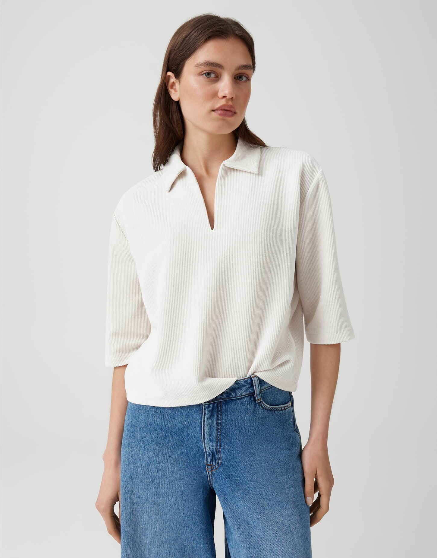 OPUS Sweatshirt Polo aus Cord Regular Fit Vielseitig kombinierbar für casual Looks
