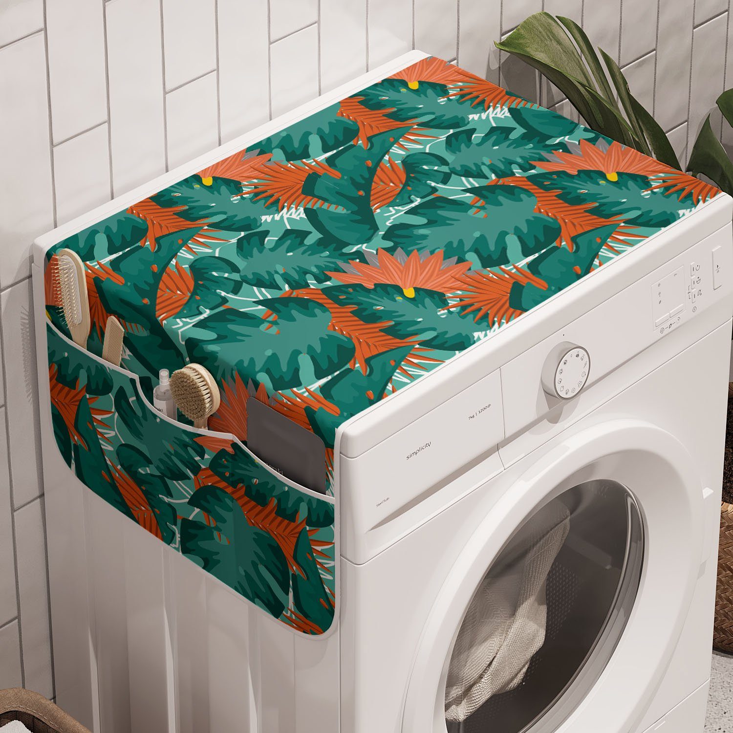 Dschungel Abakuhaus für und Tropischen Badorganizer Exotische Waschmaschine Monstera Anti-Rutsch-Stoffabdeckung Trockner,