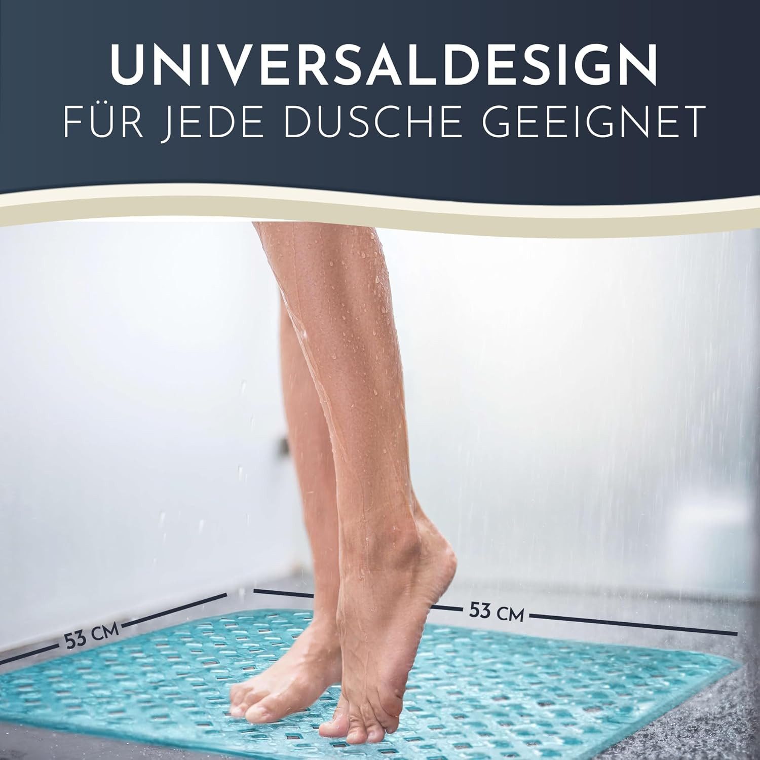 Homerella Duschmatte rutschfest Kinder - 100% BPA frei Inkl. 2 Haken zum Aufhängen 53x53cm, Antirutschmatte Dusche Baby hautintensiv & schimmelresistent, - Dusc – Bild 2 von 5