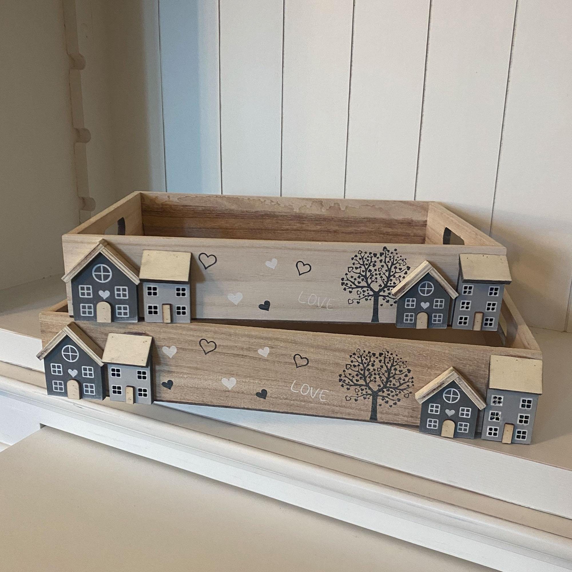 UNUS HOME Kerzentablett Holztabletts white-washed (2 St., 2er Set unterschi günstig online kaufen