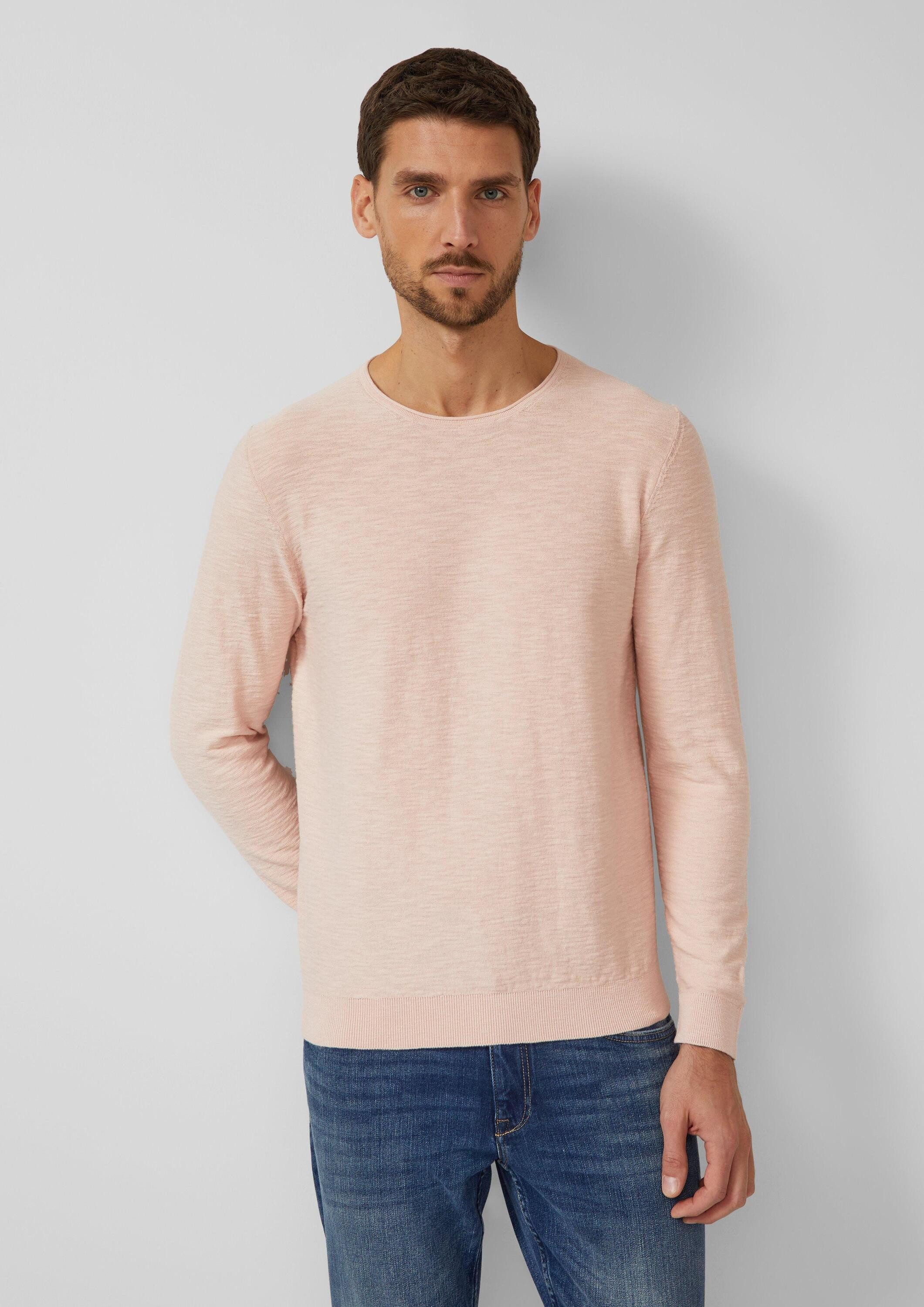 s.Oliver Longpullover Strickpullover Strickpullover mit Flammgarnstruktur und Rollkante