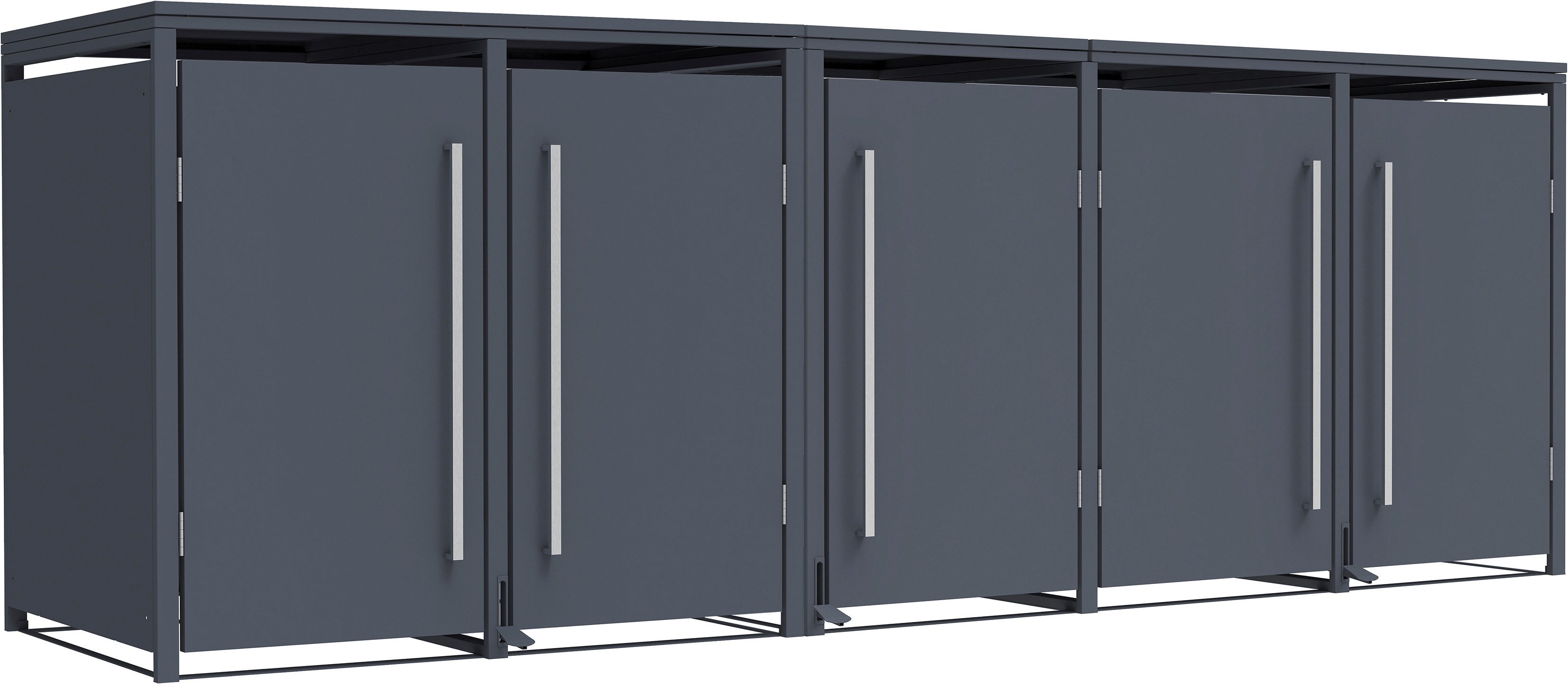 WESTMANN Mülltonnenbox Pedura 5, 5x 240l, Anthrazit, Mit Fußpedal zum Öffnen