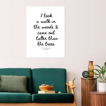 Posterlounge Poster Typobox, I took a walk in the woods - Thoreau quote, Schlafzimmer