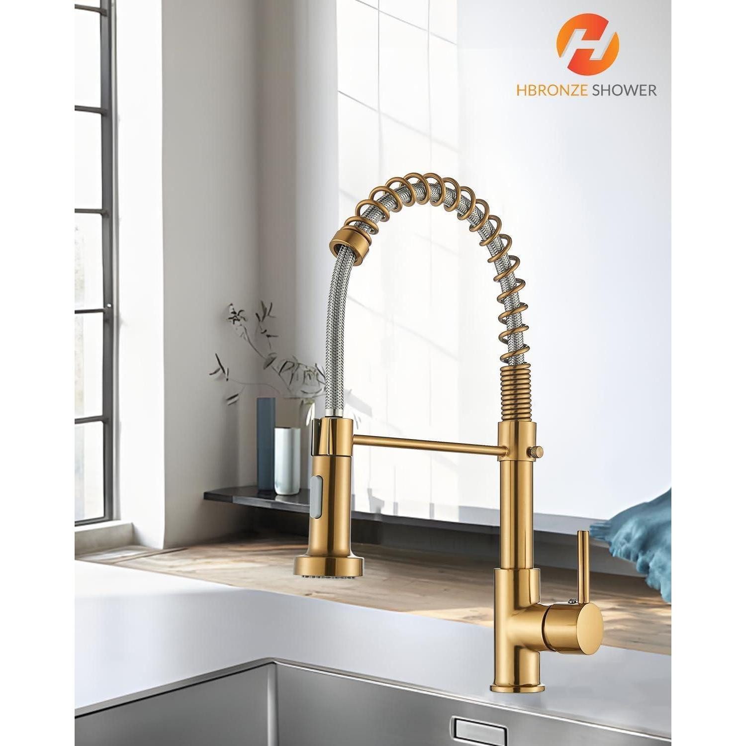 LuxusKollektion Küchenarmatur Küchenarmatur ausziehbar gebürstetes Gold