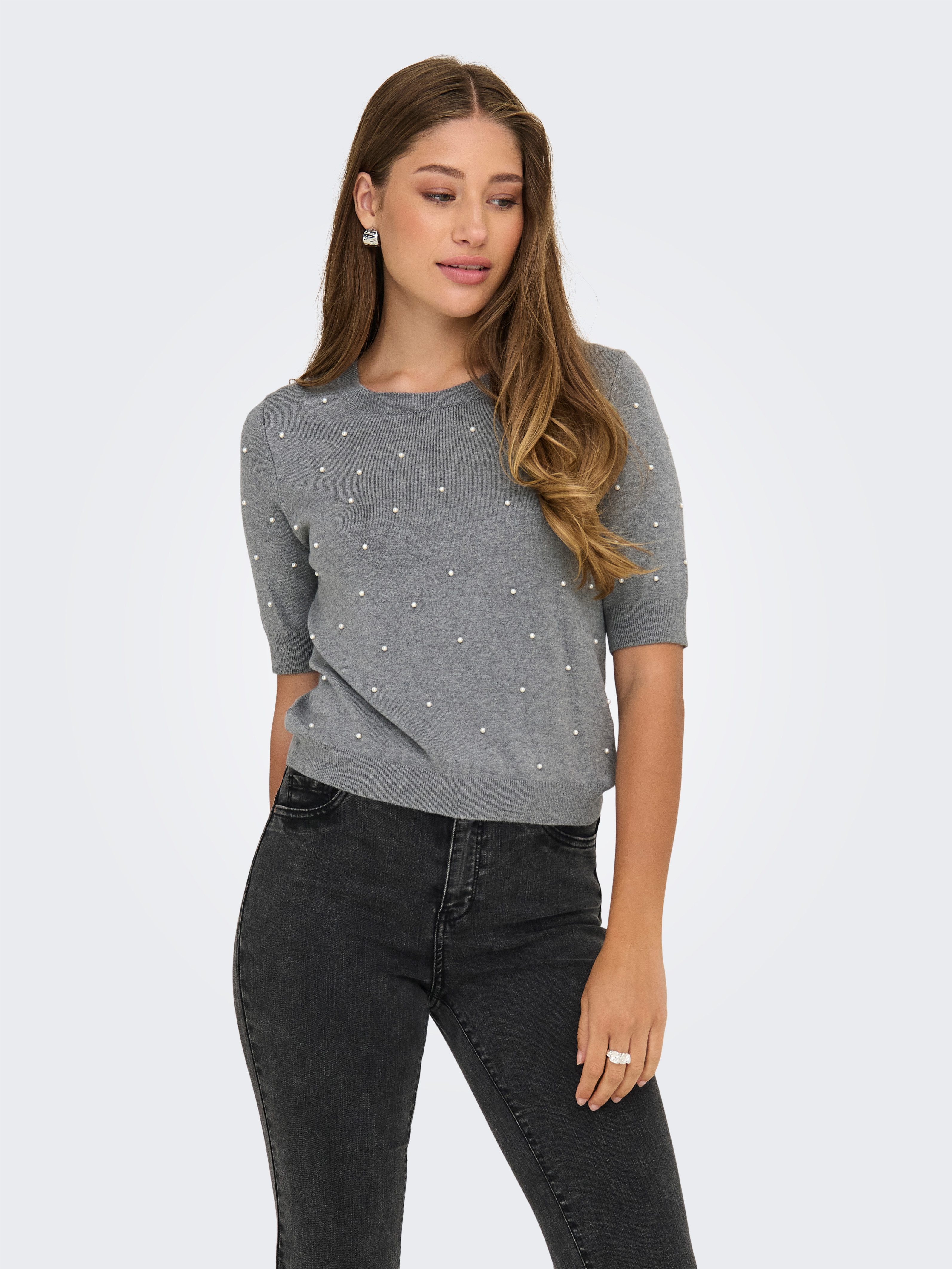 ONLY Kurzarmpullover ONLVENICE LIFE SS PEARL O-NECK KNT günstig online kaufen