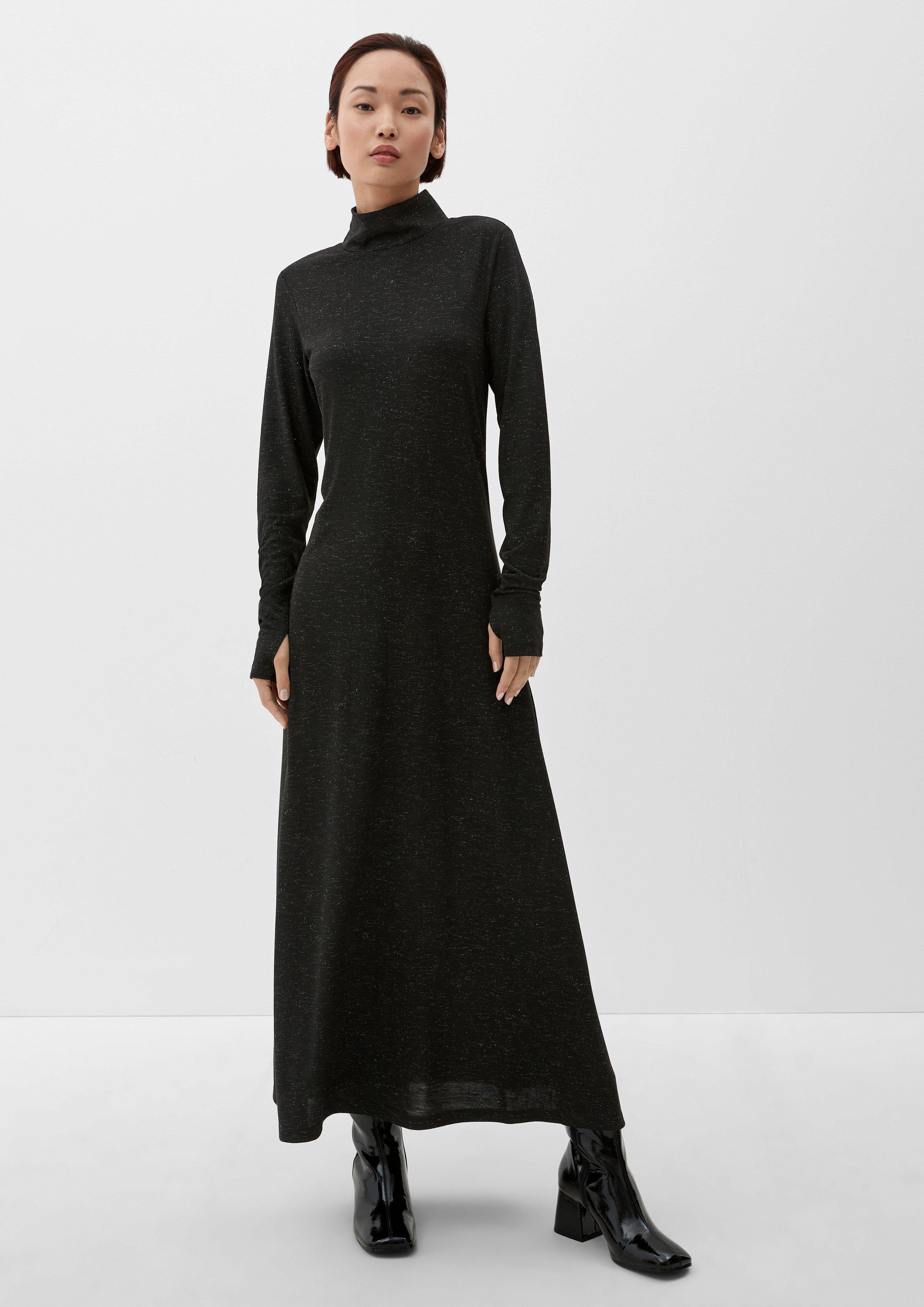 mit s.Oliver Glitzergarn Midikleid Turtleneck Maxikleid