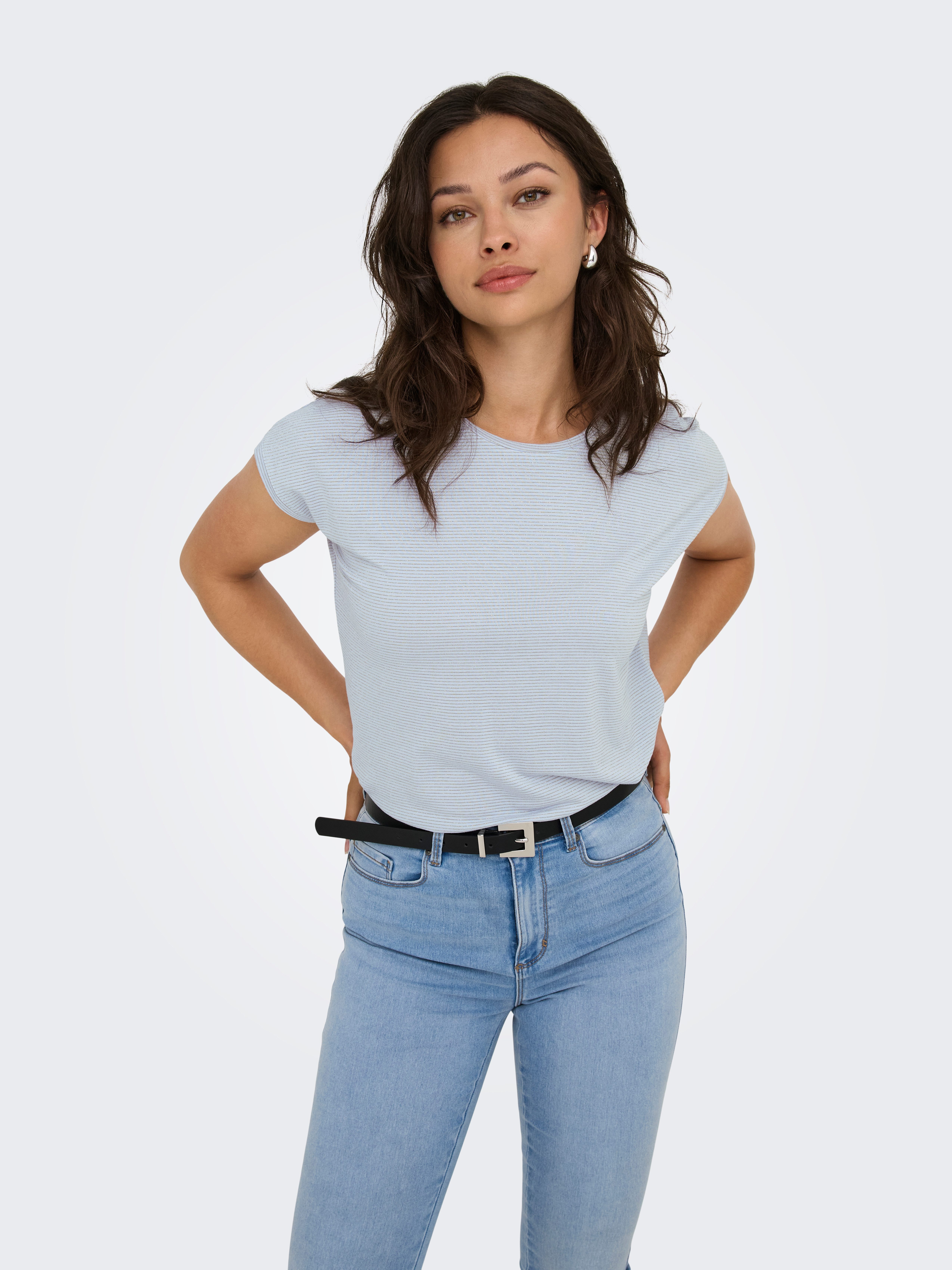 ONLY Kurzarmshirt ONLCLAUDIA S/S GLITTER STRIPE günstig online kaufen
