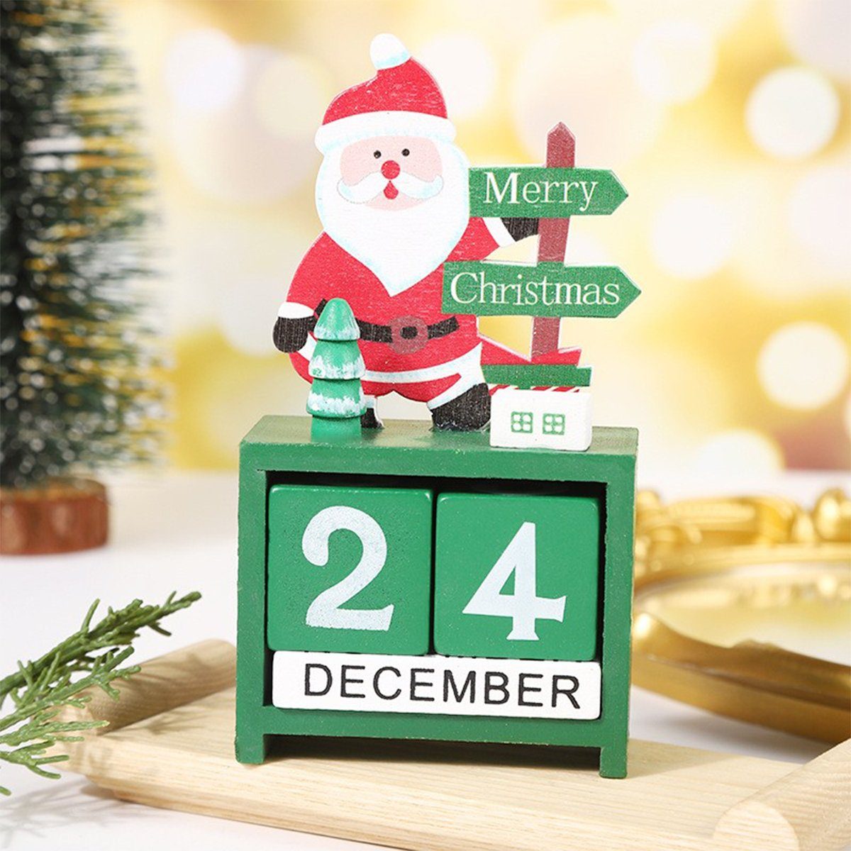 Adventskalender Kalender Weihnachtskalender Für Weihnachtsmann XDeer Weihnachten Weihnachts Countdown, Grün Holz Adventskalender