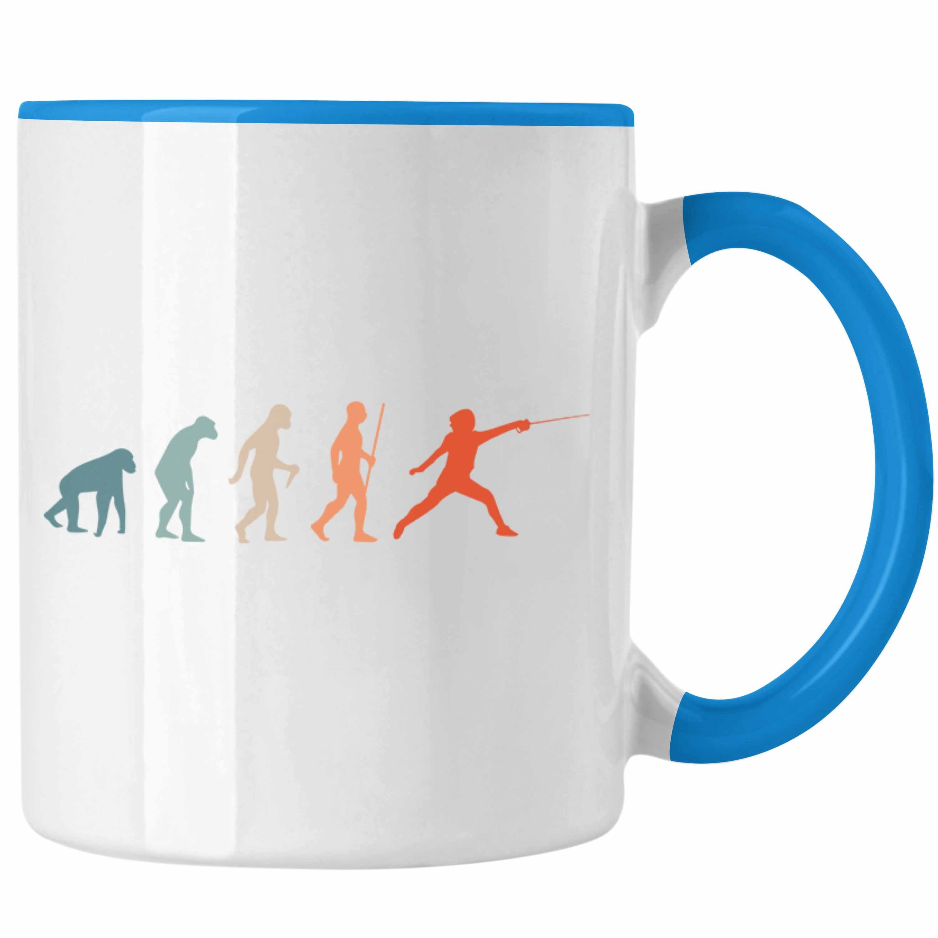 Trendation Tasse Lustige Fechten-Tasse Geschenk für Fechter Evolution Blau