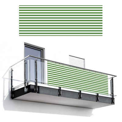 MuchoWow Balkonsichtschutz Muster - Streifen - Grün- Hell (1-St) Balkon- und Gartensichtschutz, 300x110 cm