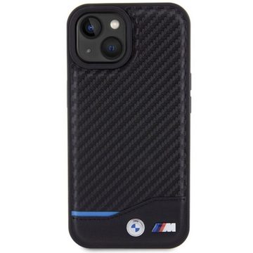 BMW Smartphone-Hülle BMW Apple iPhone 15 Schutzhülle Case Cover Leather Carbon Schwarz