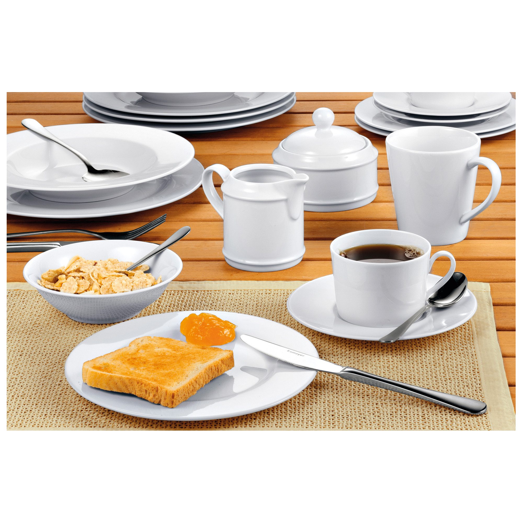 Esmeyer Geschirr-Set Menüteller Heike 433-240 flach 25cm weiß 6 Stück