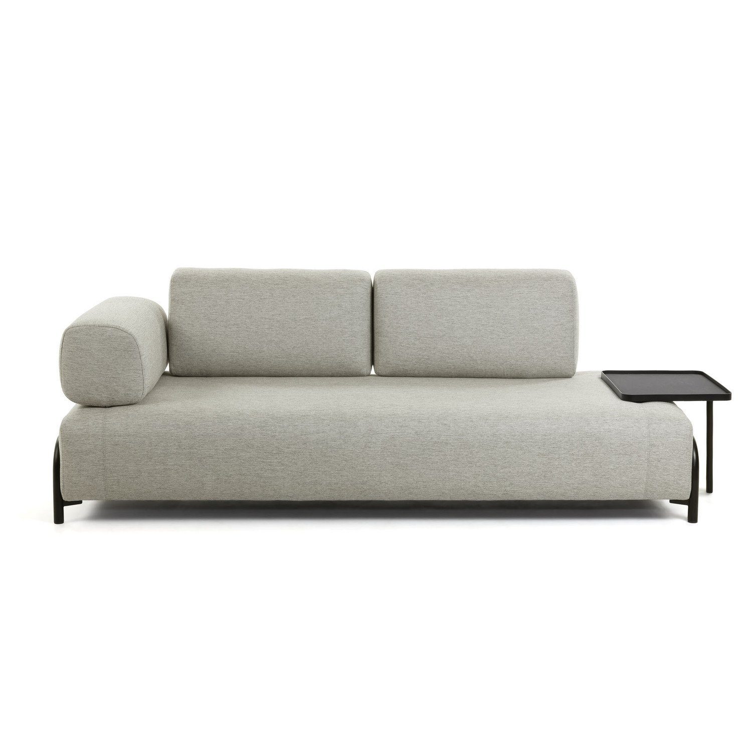 Natur24 Sofa Sofa Compo 3-Sitzer beige mit großem Tablett 252cm Couch