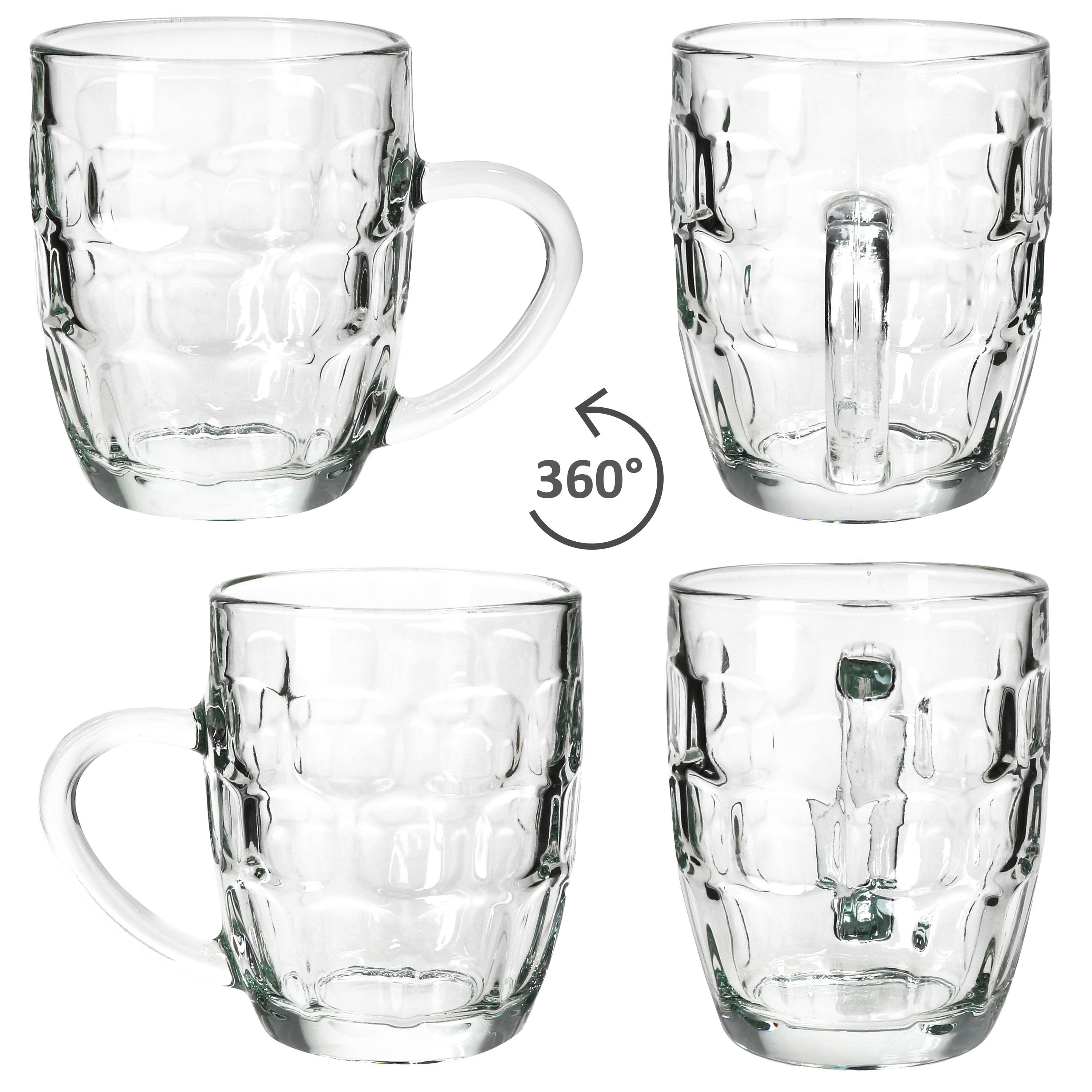 MamboCat Bierglas MamboCat 6er Set Dijon Bierkrug Glas mit Henkel & Relief 0,2L Party, Glas – Bild 4 von 5