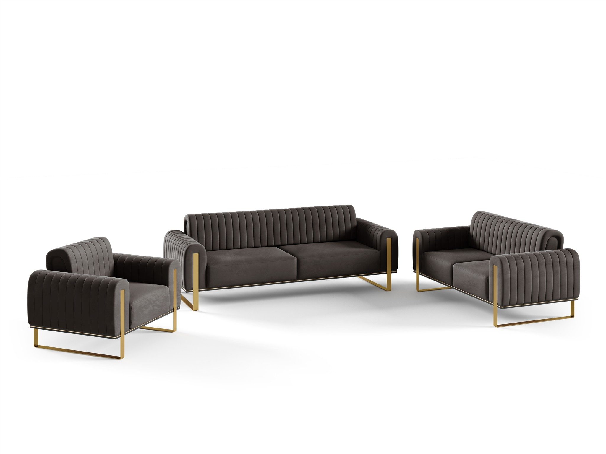 Fun Möbel Polstergarnitur Sofaset Designersofas VALERIE 3-2-1 in Stoff Elis günstig online kaufen