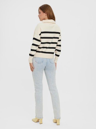 Vero Troyer NOOS STRIPE BLOUSE LS stripes with GA Moda HIGHNECK birch VMSABA