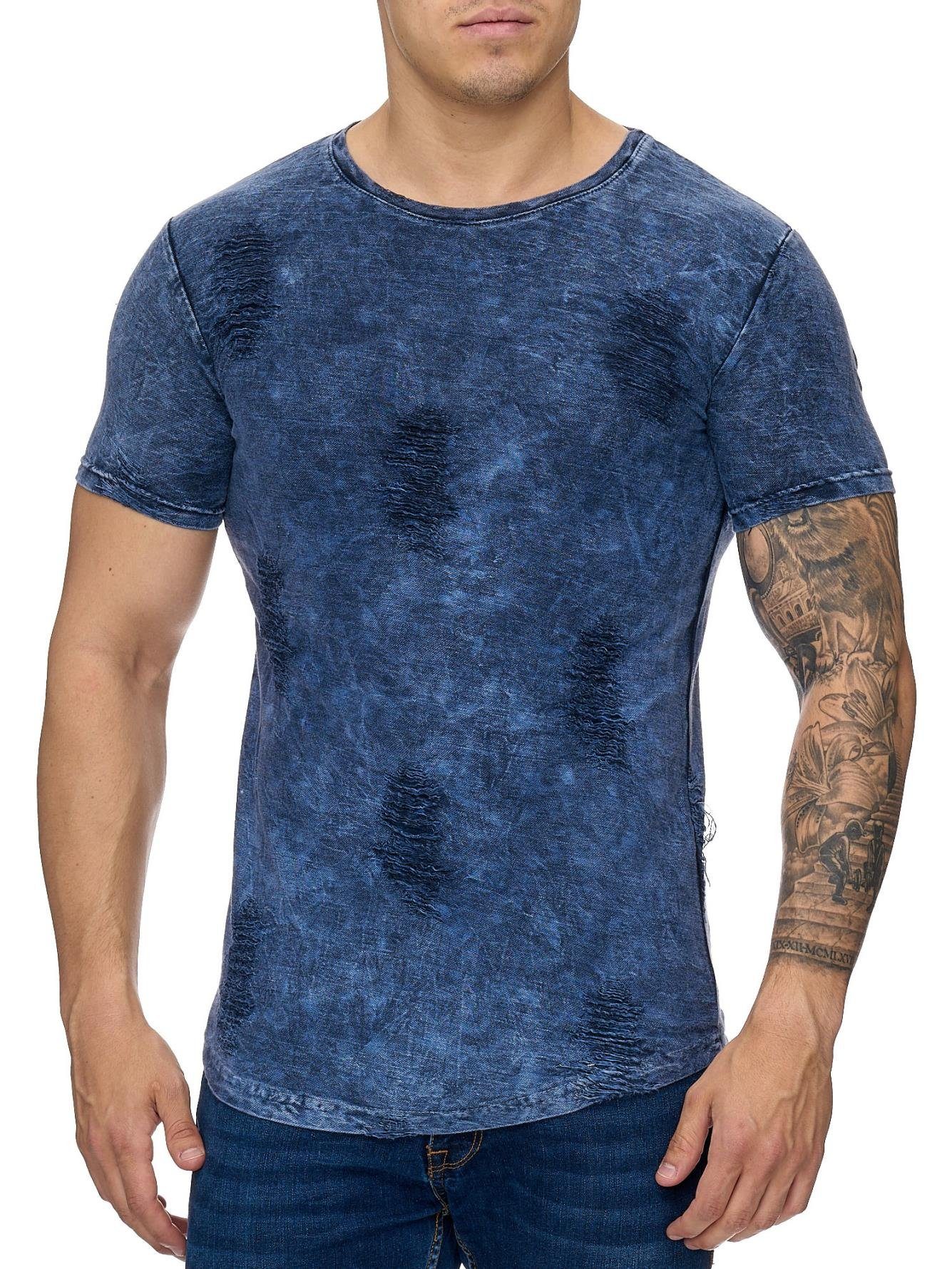 OneRedox T-Shirt 979C (Shirt Polo Kurzarmshirt Tee, 1-tlg., im modischem Design) Fitness Freizeit Casual Blau