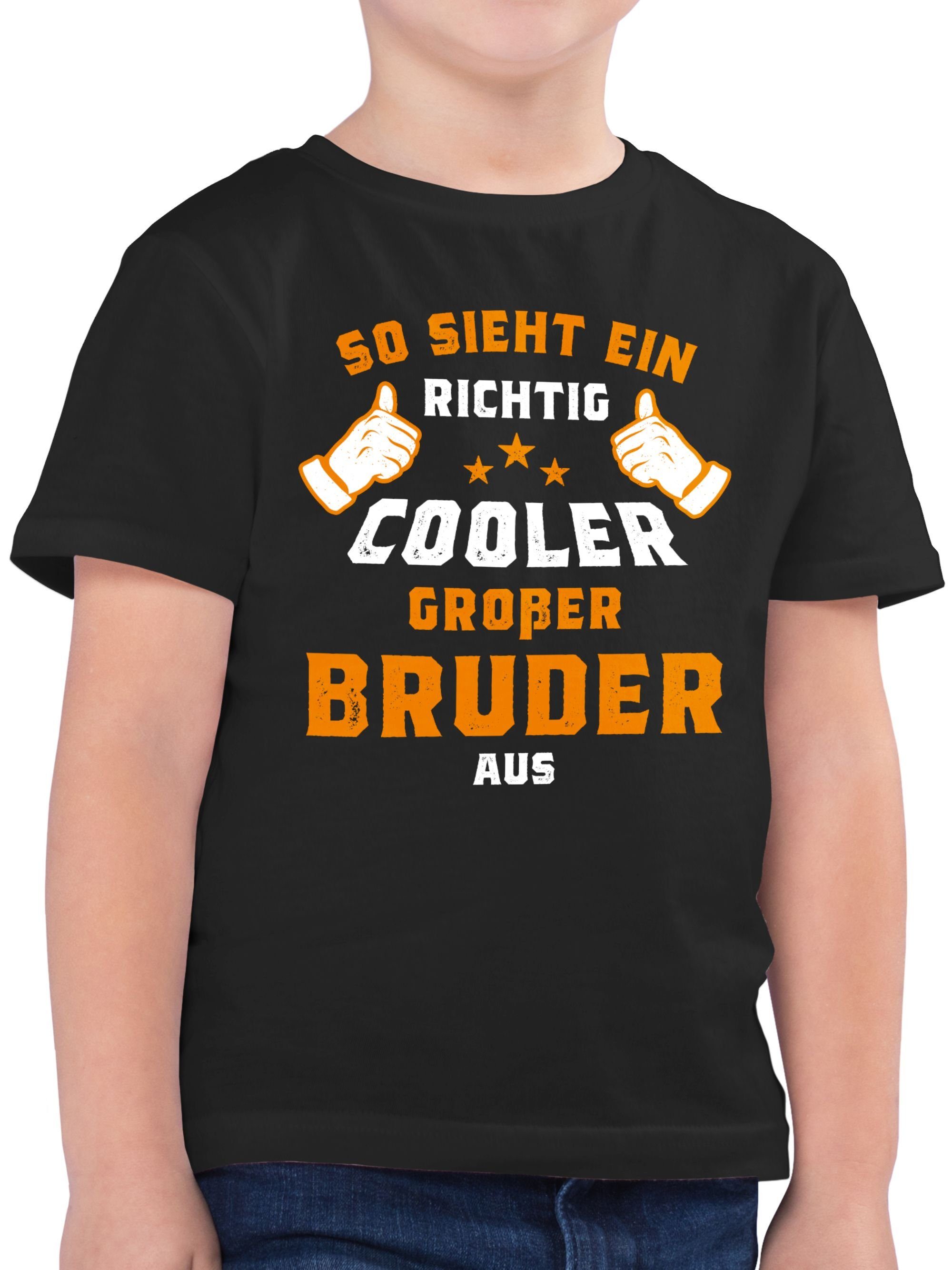 Shirtracer T-Shirt So sieht ein richtig cooler großer Bruder aus Orange Großer Bruder 3 Schwarz