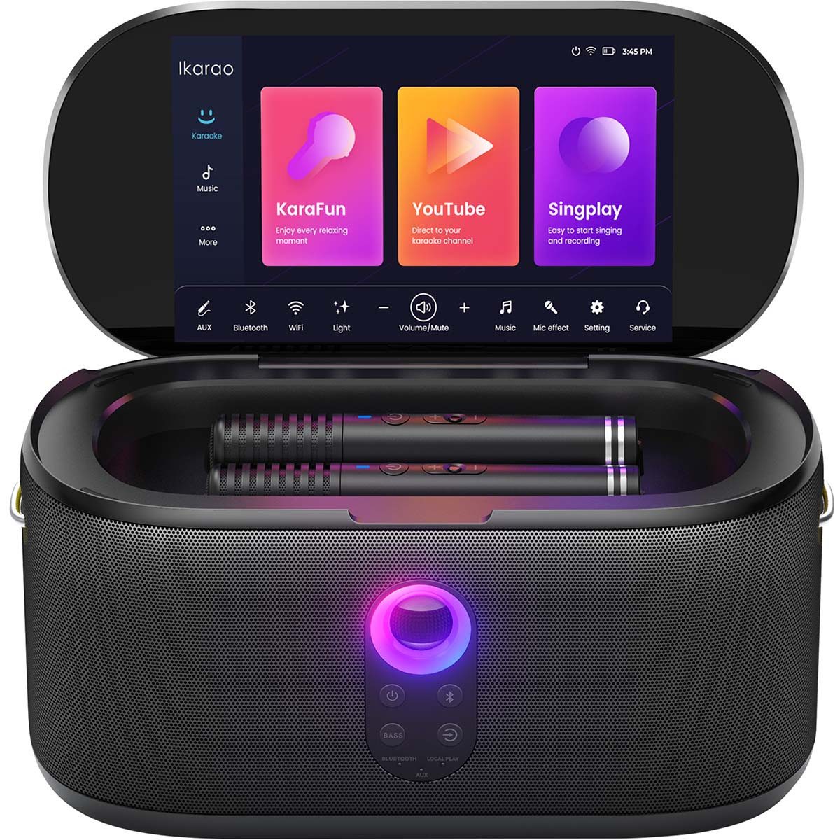 Ikarao IKARAO Shell S1 Karaoke-Maschine 2.0 (Bluetooth®,Wi-Fi, 280 W, Touchscreen, Android Karaoke, WLAN, Bluetooth und Karafun integriert)