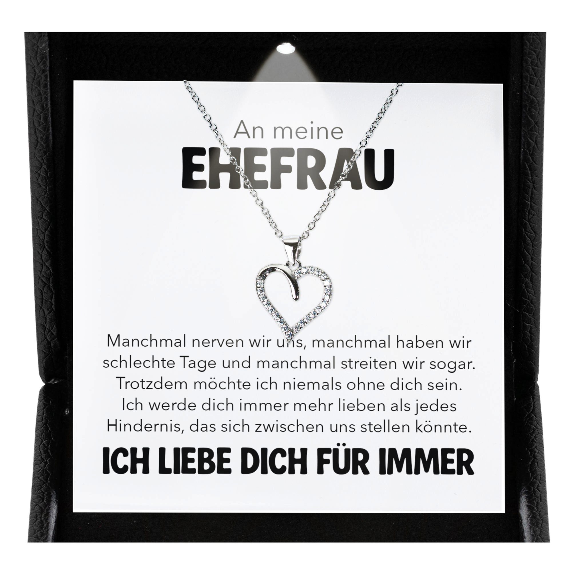 22Feels Schmuckset Ehefrau Geschenk Hochzeitstag Ich Liebe Dich Kette Herz Valentinstag (inkl. Geschenktasche, Karte, Poliertuch, Beutel), Premium Licht Etui, Silber 925/000, Karte Made In Germany