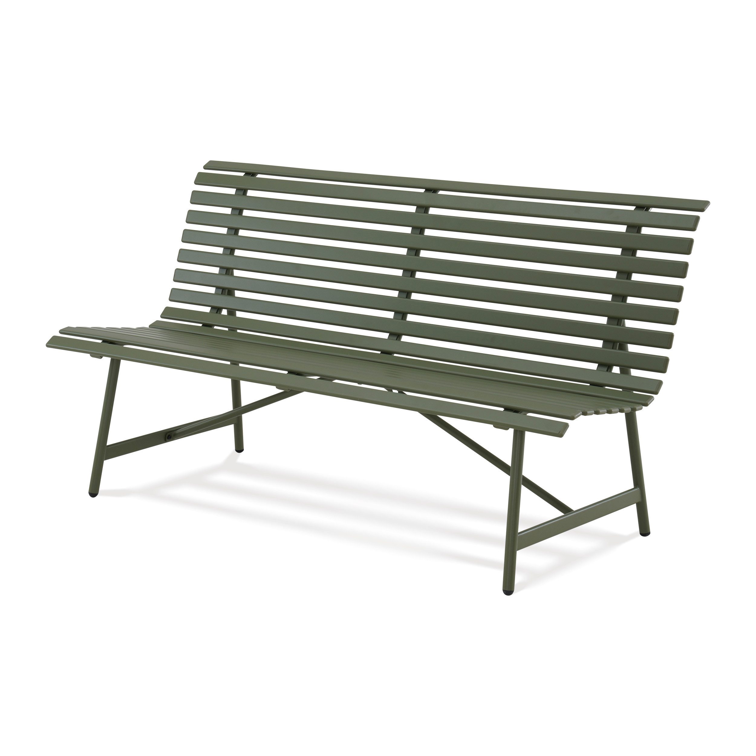 KHG Gartenbank aus Stahl Dunkel-Grün (pulverbeschichtete Parkbank im klassischen Design, für 2-3 Personen wetterfest 160x88x69 cm), Wetterfest, besonders stabil