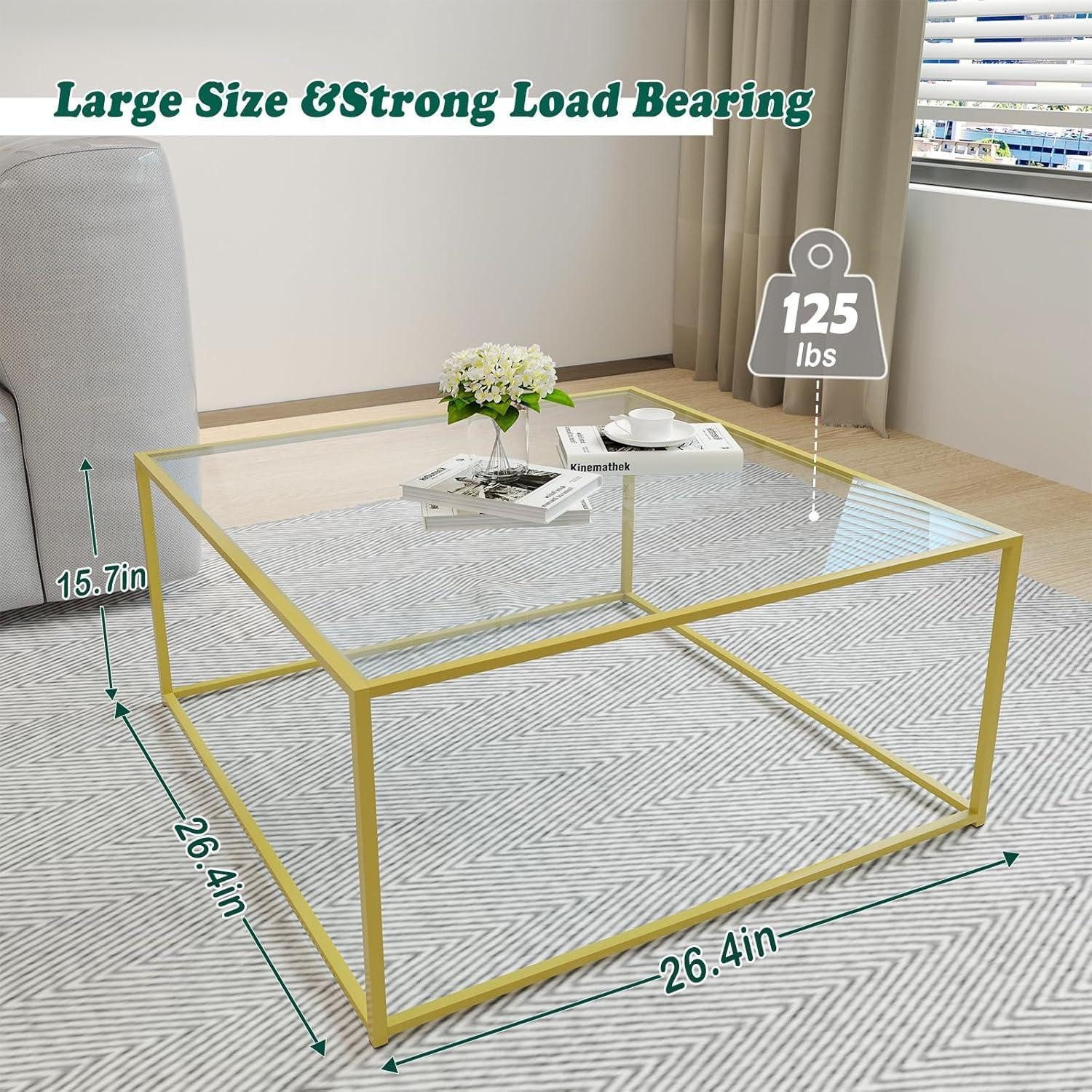 LuxusKollektion Couchtisch Couchtisch Glas quadratisch modern gold 67x67 in günstig online kaufen