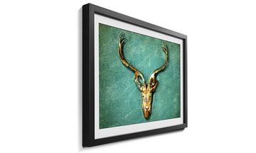 WandbilderXXL Bild mit Rahmen The Deer, Tierschädel, Wandbild, in 4 Größen erhältlich