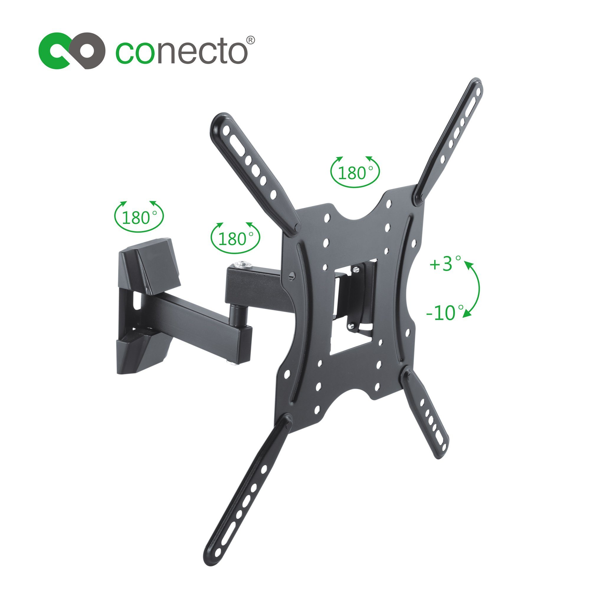 conecto TV-Wandhalterung TV Wandhalter für LCD LED Fernseher & Monitor, (bis 55 Zoll, inklusive HDMI-Kabel und Klett-Kabelbinder, neigbar, schwenkbar)