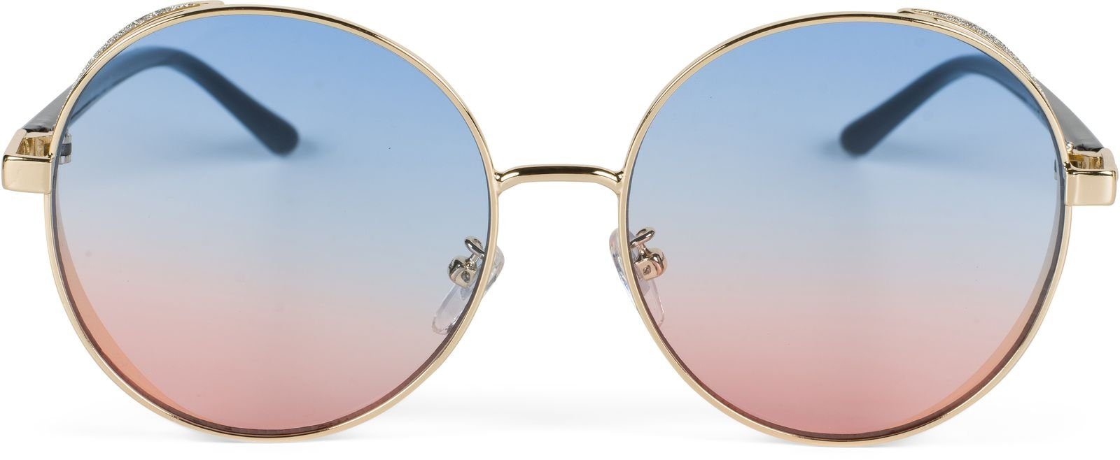 styleBREAKER / Verlauf Blau-Rosa (1-St) Gold Getönt Glas Gestell Sonnenbrille
